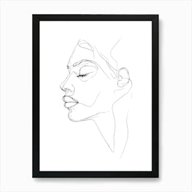 Portrait Of A Woman Minimalist One Line Illustration 2 Art Print