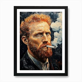 Portrait Vincent Van Gogh Smoking Cigarette, Painting Art Illustratin Art Print