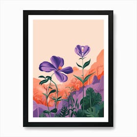 Boho Wildflower Painting Birds Foot Violet 1 Art Print
