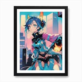 Anime Girl With Horns Art Print