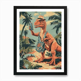 Dinosaur & A Smart Phone Retro Collage 3 Art Print