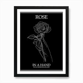 Rose In A Hand Line Drawing 3 Poster Inverted Art Print