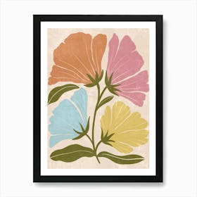 Flowers On A Beige Background 2 Art Print