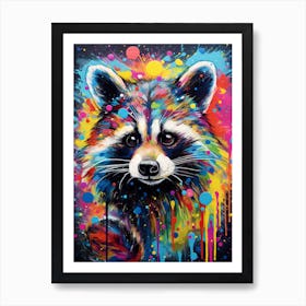 A Barbados Raccoon Vibrant Paint Splash 4 Art Print