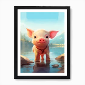 Cute Piglet Scandinavian Style Illustration 3 Art Print