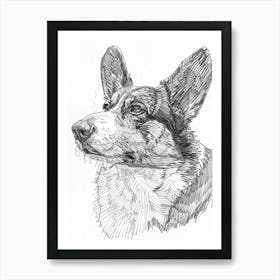 Corgi Dog Line Sketch 2 Art Print