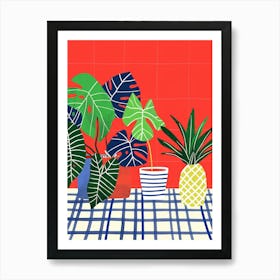 Pineapples And Plants 2 Art Print