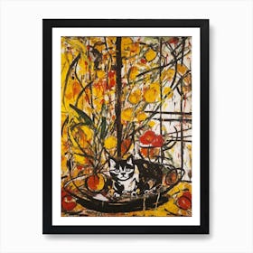 Lotus With A Cat 4 Abstract Expressionism  Art Print