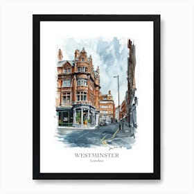 Westminster London Borough   Street Watercolour 2 Poster Art Print