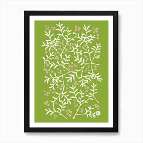 Twigs with berries [olive green] Art Print