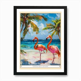 Greater Flamingo Flamingo Beach Bonaire Tropical Illustration 2 Poster Art Print