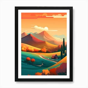 Landscape With Hills And Valleys Art Print