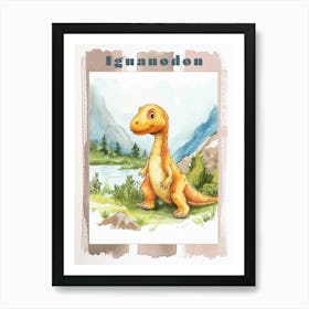 Cute Cartoon Iguanodon Dinosaur 2 Poster Art Print