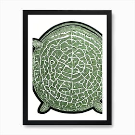 Green Sea Turtle Linocut Art Print