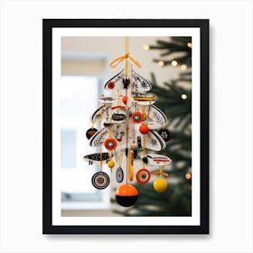 A Beautiful Christmas Tree With Ornaments Hanging 1 Art Print
