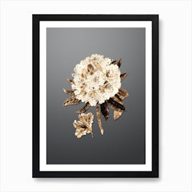 Gold Botanical Rhododendron Flower on Soft Gray n.1366 Art Print