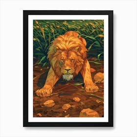 Lion In The Grass Art Print