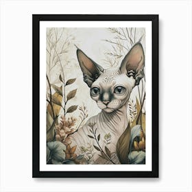 Sphynx Cat Japanese Illustration 4 Art Print