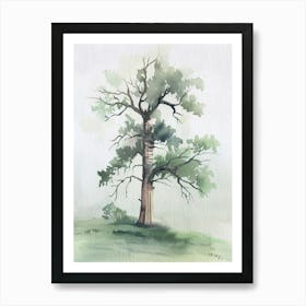 Yew Tree Atmospheric Watercolour Painting 4 Art Print