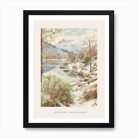 Vintage Winter Poster Lake District United Kingdom 1 Art Print