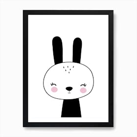 Scandi Black Bunny Art Print