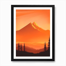 Misty Mountains Vertical Composition In Orange Tone 82 Art Print