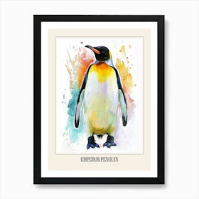 Emperor Penguin Colourful Watercolour 1 Poster Art Print