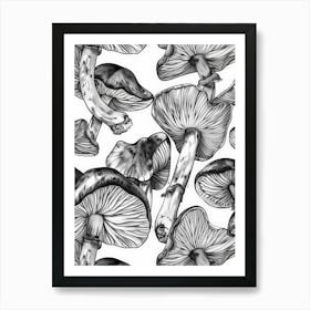 Seamless Pattern Of Mushrooms 2 Art Print