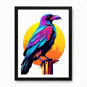 Colourful Geometric Bird Raven 3 Art Print