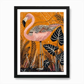 Greater Flamingo And Alocasia Elephant Ear Boho Print 4 Poster