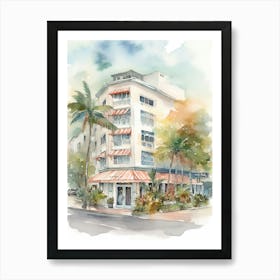 South Beach Miami Neighborhood, Watercolour 4 Art Print