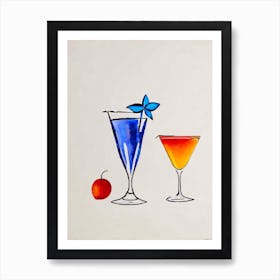 Frozen Margarita Picasso Line Drawing Cocktail Poster Art Print