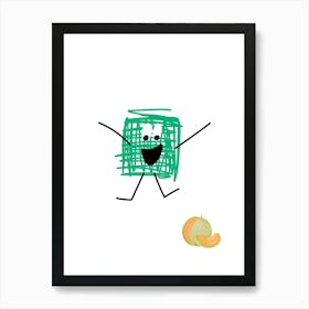 Melon.A work of art. Children's rooms. Nursery. A simple, expressive and educational artistic style. Art Print