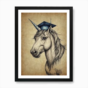 Unicorn Graduation Cap Art Print