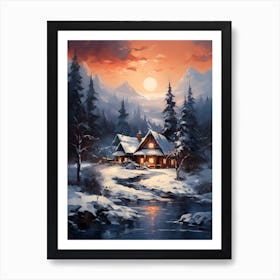 Winter Cabin Art Print