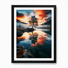 Lone Tree At Sunset 2 Art Print