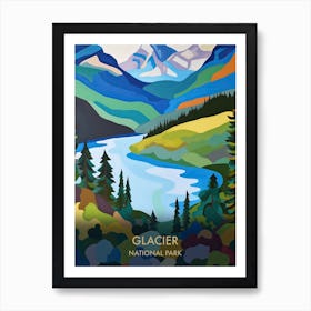 Glacier National Park Travel Poster Matisse Style 1 Art Print