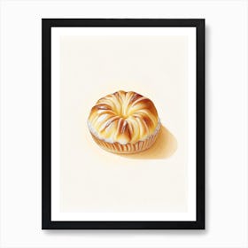 Kouign Amann Dessert Retro Minimal Flower Art Print