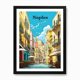 Naples Italy Summer Travel Art Illustration Art Print