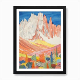 Nanga Parbat Pakistan 2 Colourful Mountain Illustration Art Print