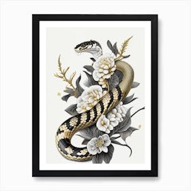 Gray Banded King Snake Gold And Black Art Print