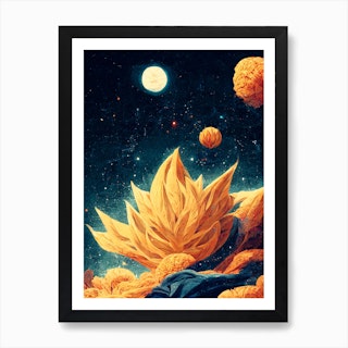 Dragon Ball Songoku Starry Night Galaxy 2 Art Print
