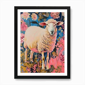 Floral Animal Painting Sheep 2 Art Print