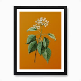 Vintage Pagoda Dogwood Botanical on Sunset Orange n.0115 Art Print