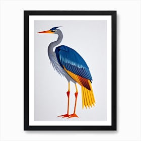 Great Blue Heron Origami Bird Art Print