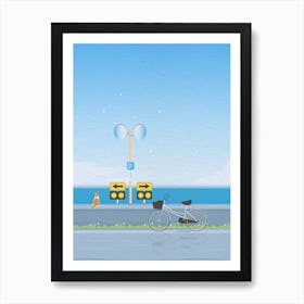 Minimal art illustration Beautiful view of the beach road Art Print