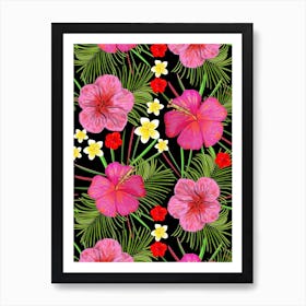 Hibiscus And Frangipani Art Print