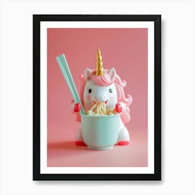 Toy Unicorn Pastel Eating Ramen 1 Art Print