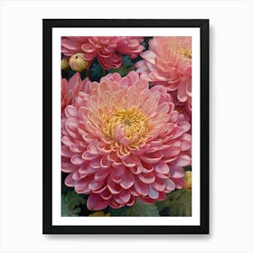 Pink Chrysanthemums Art Print