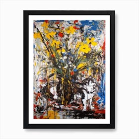 Iris With A Cat 2 Abstract Expressionism  Art Print